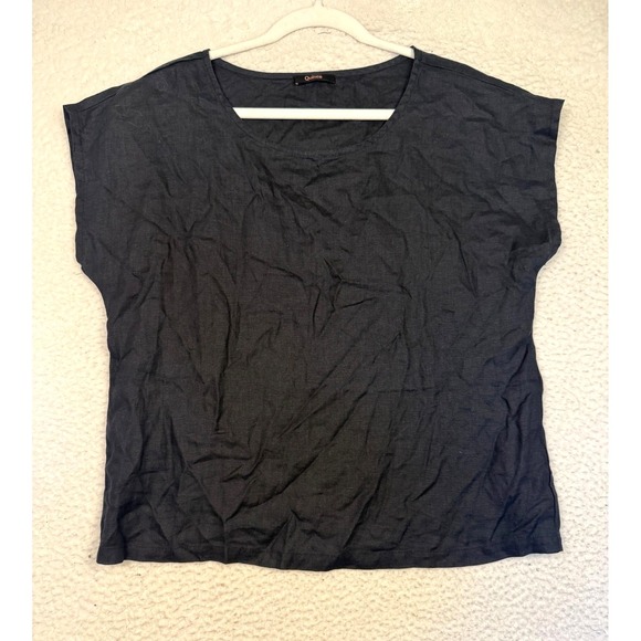 Quince Other - Quince Pajama Top Womens Medium Black 100% Linen Scoop Neck Short Sleeve Lounge